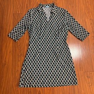 J McLaughlin Navy Geometric Dress Womens Small Collared Catalina Cloth